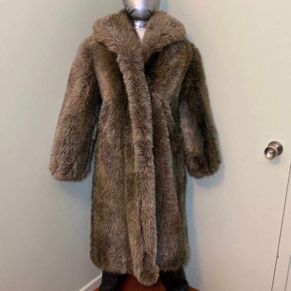 Source Unknown Brown Faux Fur Long Coat